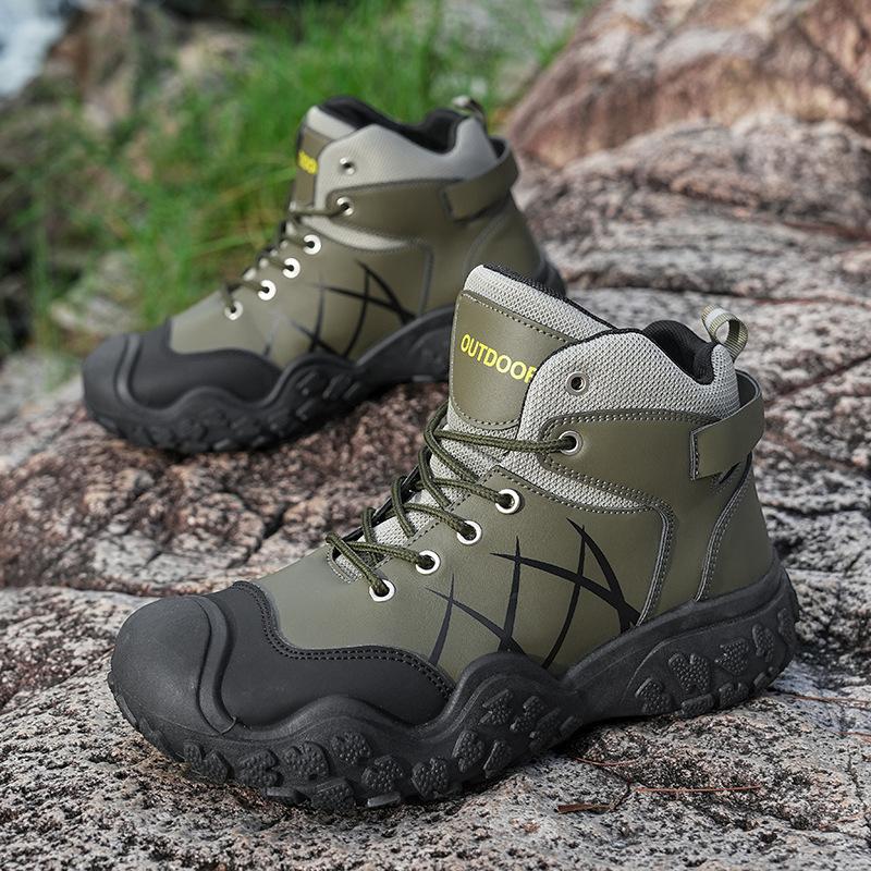 Fashion Men's Leather Outdoor Sports Shoes Men Fashion Mountaineering Hiking Waterproof Shoes Outdoor Desert Combat Boots Zapatos Hombre