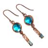 Blue Topaz Earrings, Copper Electroformed  Gemstone Jewelry, Handmade Earrings, For Thanksgiving