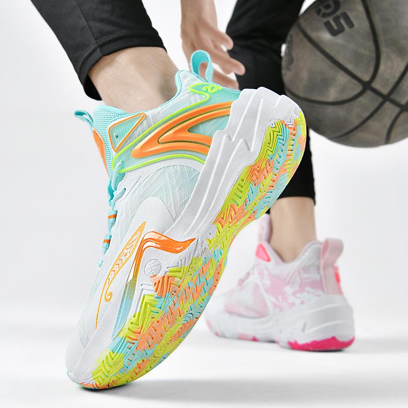 New Style Couples Basketball Sneakers Anti-Slip Basketball Training Shoes Shock-Absorbant High-top Sneakers Mandarin Duck Shoes