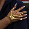 Hot-selling Exaggerated Gold Plated Alloy Skeleton Skull Ghost-claw Fingerless Bracelet-Halloween charm bangle
