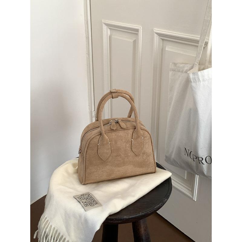 New Portable Bowling Bag Hand Carry Suede Bag Simple Versatile Single Shoulder Messenger Bag Women