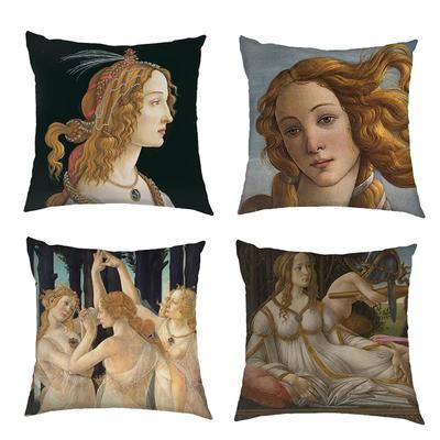 Botticelli Oil Painting Cushion Covers The Birth of Venus Portrait Pillowcase Throw Pillow Cover Office Bedroom Home Decorations