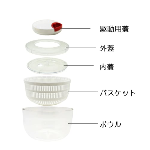 icokka K&A Spinner, a salad spinner/vegetable drainer that can be used with the Spinner Chopper lid, manual and washable (with lid)