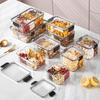 Floral Tea Box: Airtight 460ml Plastic Container with Four Compartments for Fresh, Food-Grade Storage.