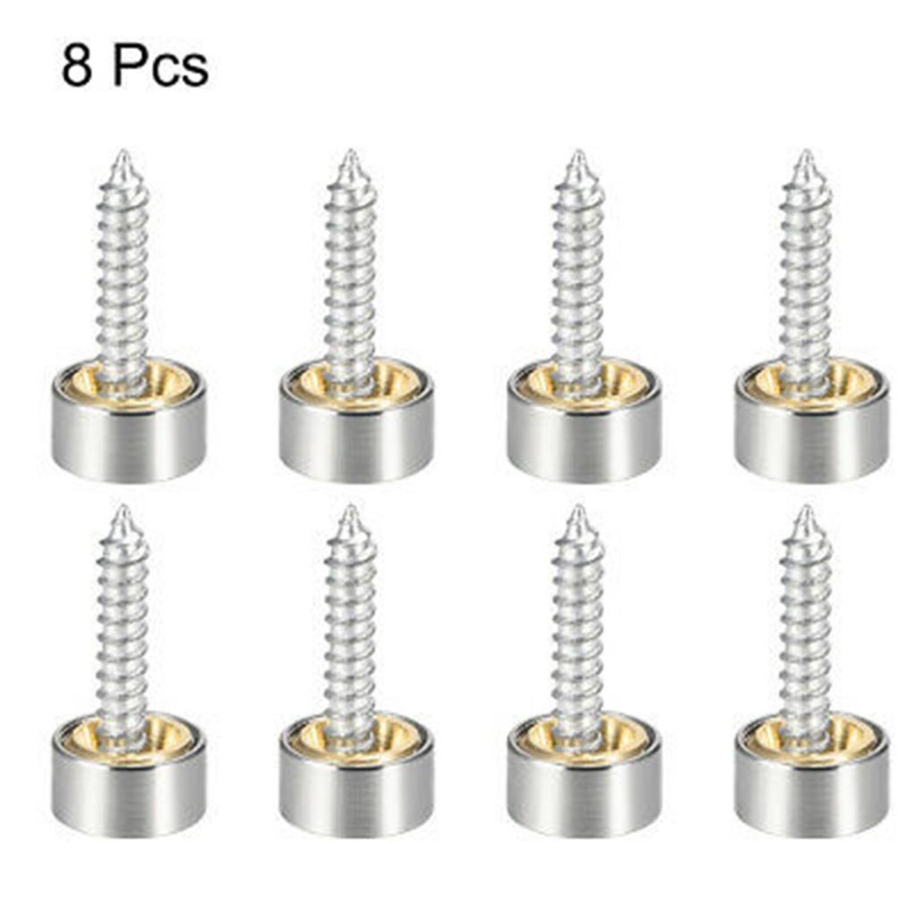 8pc Mirror Screws Glass Furniture Nails Table Mirror Wardrobes Screw Decorative Round Cover Nails Stainless Steel