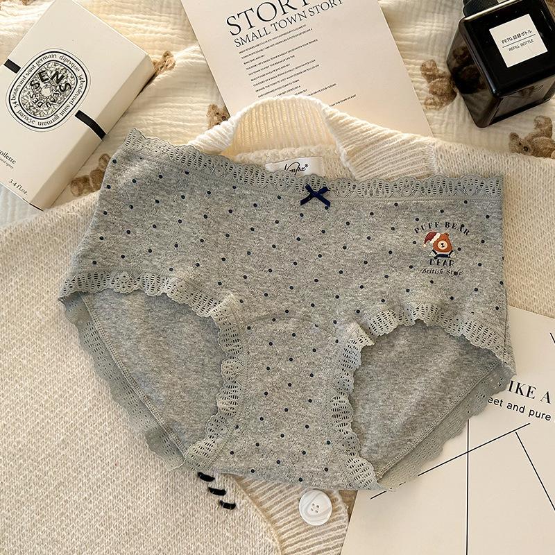 Women's Spring and Autumn Vintage Pure Cotton 10A Class Antibacterial Extended Crotchy Waist Triangle Briefs