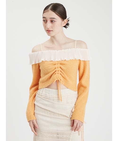 Furfur Frill Pullover RWNT251026 ORG Off-the-Shoulder Women's