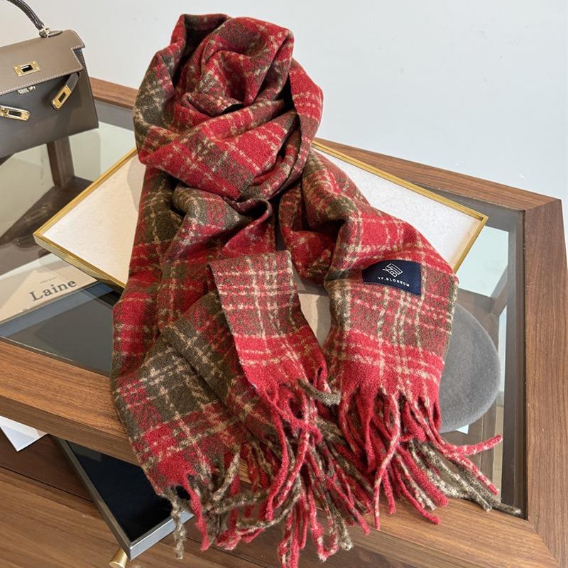 Plaid scarf women's winter new shawl versatile student warm scarf male couple