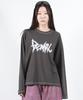 Deumakeu Graffiti Logo Text Boxy Long Sleeve - Charcoal