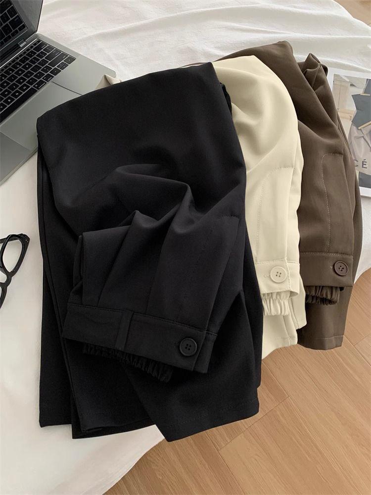 Women's High Waist Wide Leg Suit Pants: Spring/Summer Loose Fit, Straight Cut, Floor-Length Trousers