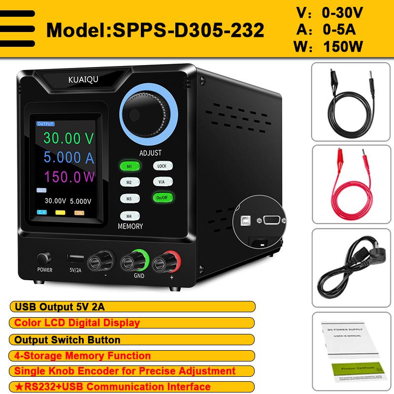 

400 В 200 В Регульоване джерело живлення постійного струму RS-232 Порт програмного забезпечення USB Лабораторія Стабілізатор Джерело 4 комплекти пам’яті 30 В 10 A 12 В Регулятор AC 110V US Plug