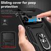 PC+TPU Magnetic Ring Portable Stand Armor Case for IPhone 17 Air 16E 15 14 Plus 13 12 Pro Max Slide Lens Window Protector Cover