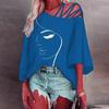 Cotton Summer Loose Fit Printed T Shirt With Batwing Sleeves For Casual Wear