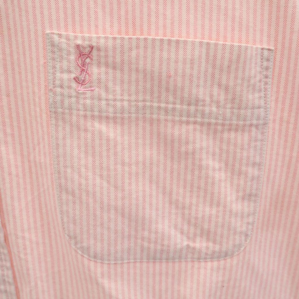 Yves Saint Laurent 90s Old Striped Pattern Long Sleeve Oxford Button Down Shirt Men's Used