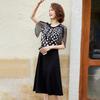 Pasite New Chinese Style Polka Dot Chiffon Midi Dress