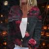 Women's Long Sleeve Knit Cardigan Button Up Sweater Lightweight Halloween Print Casual Open Front Top for Fall and Winter