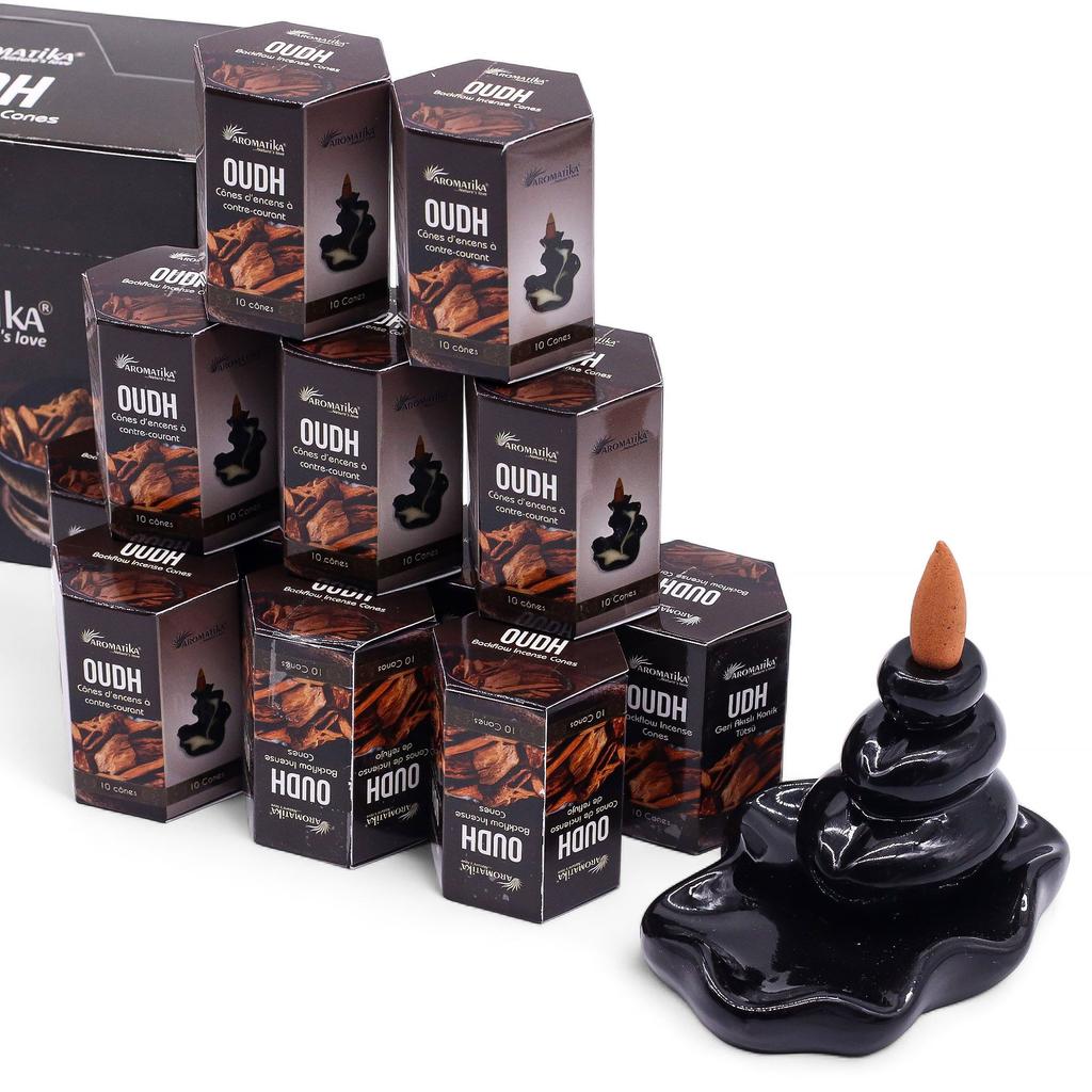 6x Oudh Masala Backflow Incense Cones Pack of 10