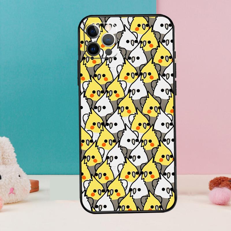 Cartoon Cockatiel Collage Phone Case For iPhone 17 Air 16 15 14 13 11 12 Pro Max 12 13 Mini 15 16 Plus 16e Cover Coque