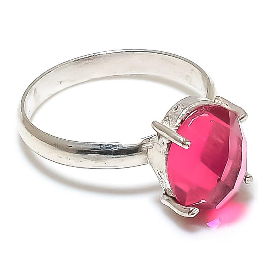 Pink Rubillite Gemstone 925 Sterling Silver Jewelry Ring Size Adjustable GK-6088