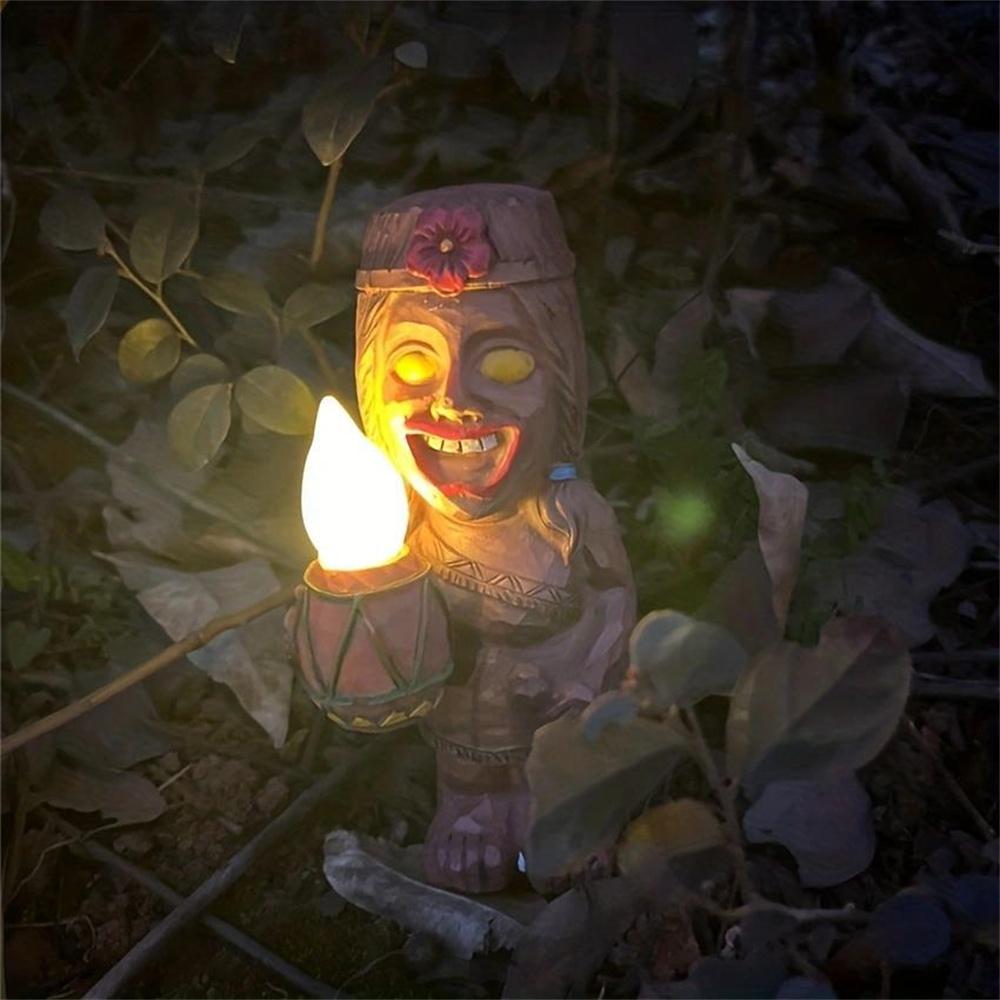 Solar Powered Garden  Figurine Outdoor Lifelike Maya People LED Light Totem Ornament