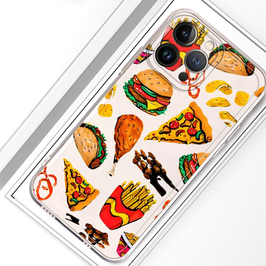 Case for iPhone 17 Pro Max Air 14 Plus 7 8 XS Max 13 Pro XR 16 11 12 Mini 15 Soft Phone Cover Gourmet Burger