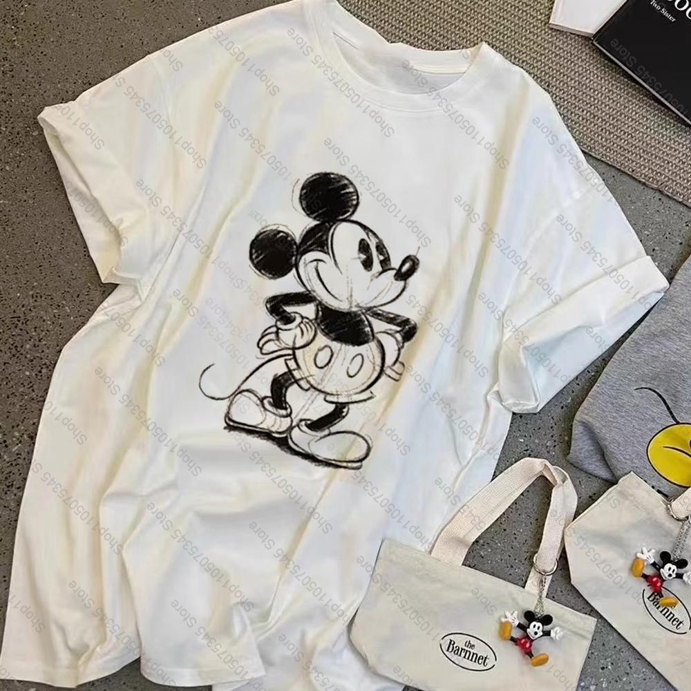Cartoon Printed Mickey Short Sleeve TShirt Loose Fashion Simple Versatile Casual Crew Neck Skinny OversizeTop Women