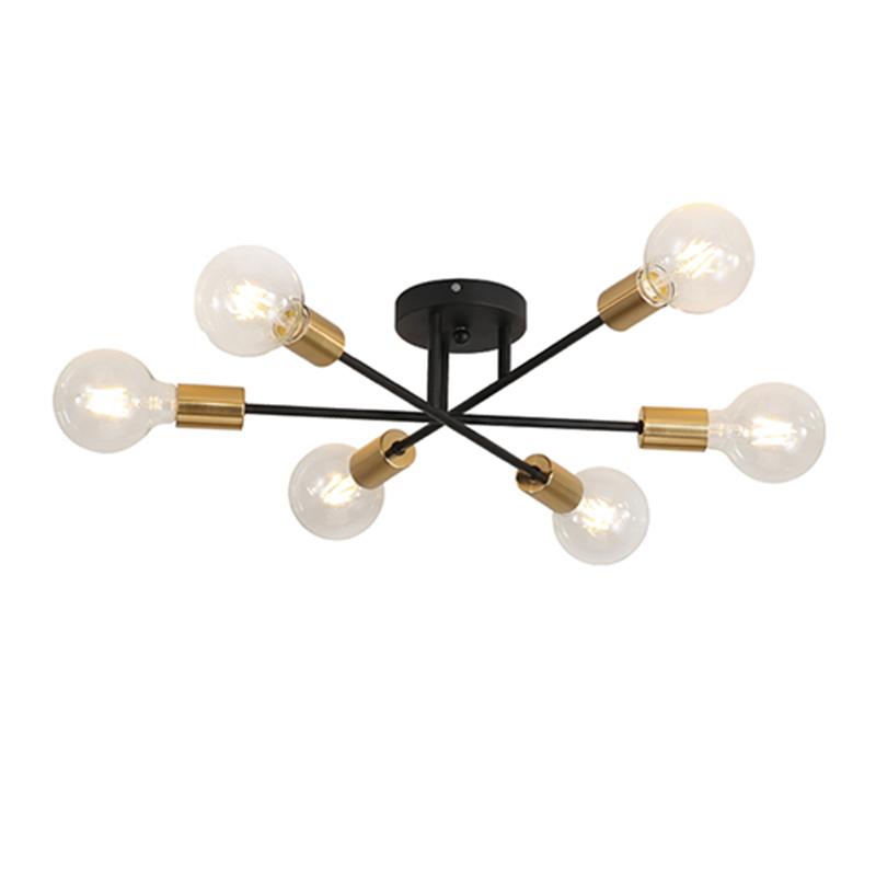 Candelabru modern auriu/negru, lumini de tavan, fixare nordică semi-încastrată, lămpi de tavan pentru living, iluminat pentru mobilier de interior