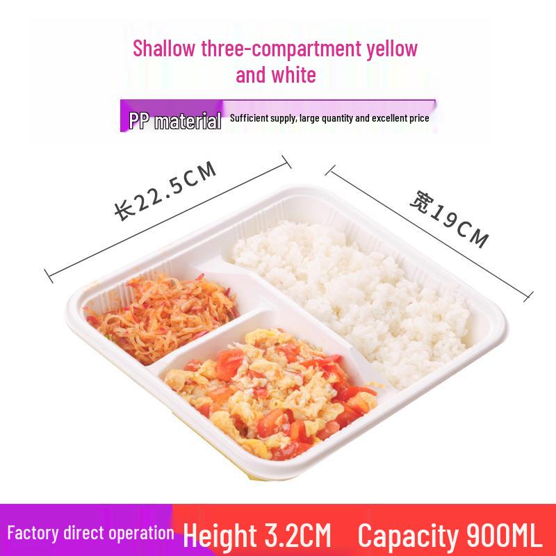 Four-Grid Disposable Plastic Bento Lunch Box with Lid, Multi-Compartment Food Packaging Container.