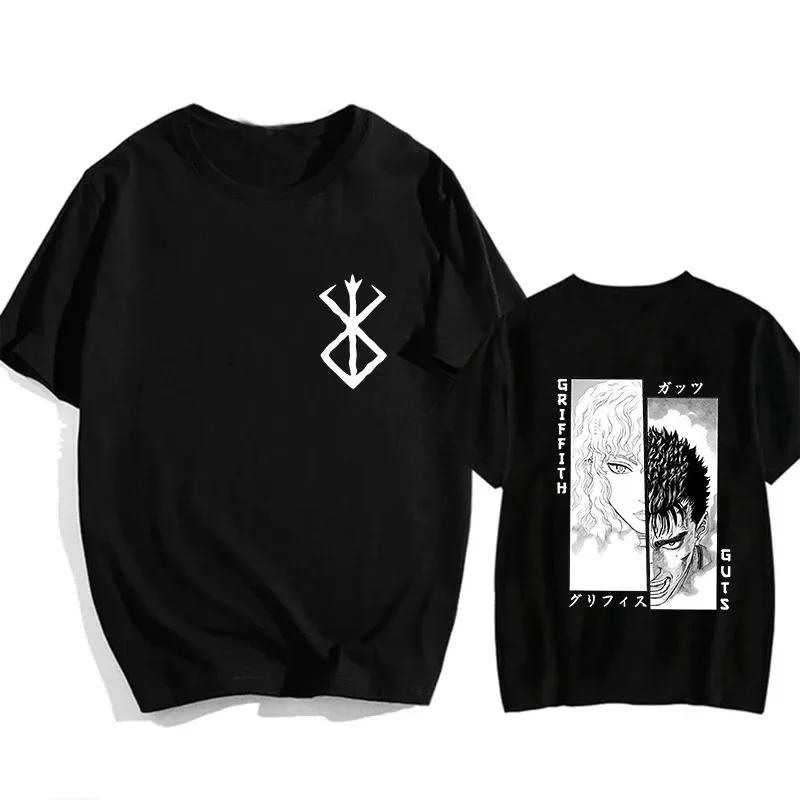 Plus Size Japanese Anime Harajuku Berserk Guts Eyes Print Funny T Shirt Graphic T-shirt Manga Streetwear Tshirt Top Hip Hop Tees