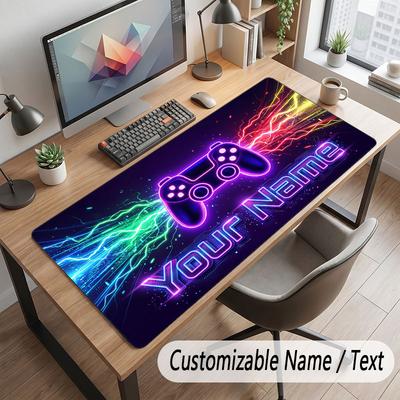 Neon Colorful Theme Customized Mouse Pad Personalized Print Name Text Desk Mat For Home Office Table Decor