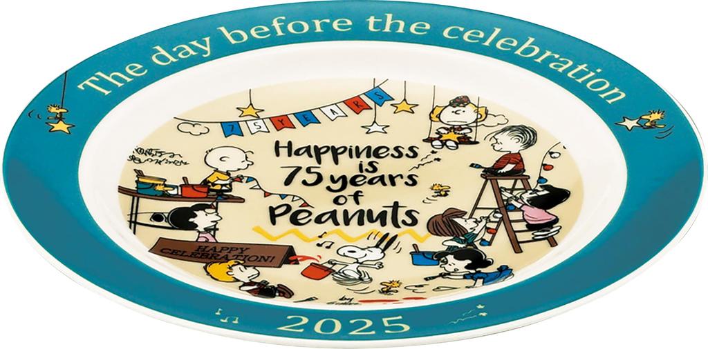 PEANUTS 2025 Year Plate, Approx. 20cm Diameter, Microwave Safe, Snoopy Merchandise, Gift, Tableware, SN2025-YP