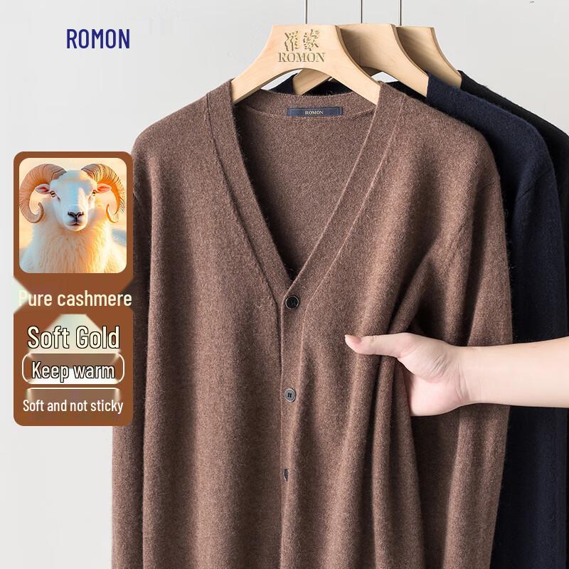 

Luomeng Men s V-Neck Pure Cashmere Cardigan Sweater 3XL
