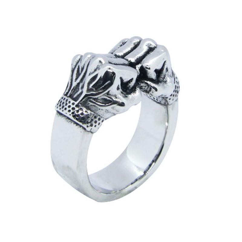 

Fist Biker Ring 316L Stainless Steel Men Boys Power Boxing Ring Size 7-13 13 срібний