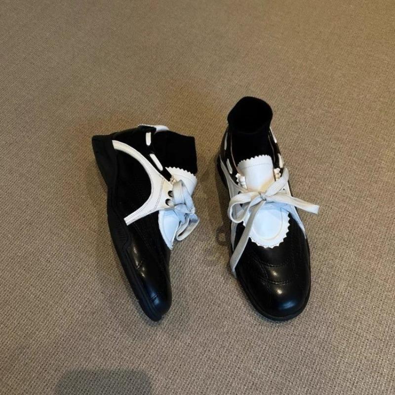 Niche Design Kontrastní Barvy Tenisky Dámské Ležérní Boty Mary Jane Kulatá Špička Plochá Podrážka Německé Tréninkové Boty