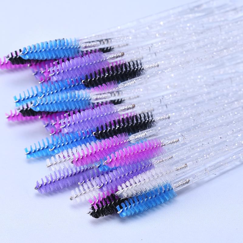 50pcs/set Disposable Eyelash Brush Professional Eyebrow Mascara Wand Applicator Crystal Lash Wands Eyelash Extension Supplies