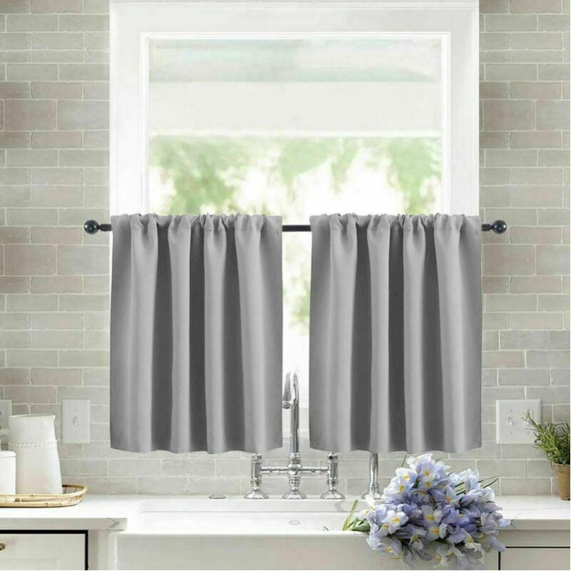 Contemporary Short Curtain For Commercial Spaces High Light Blocking Fabric Grey 132*46cm Piece)