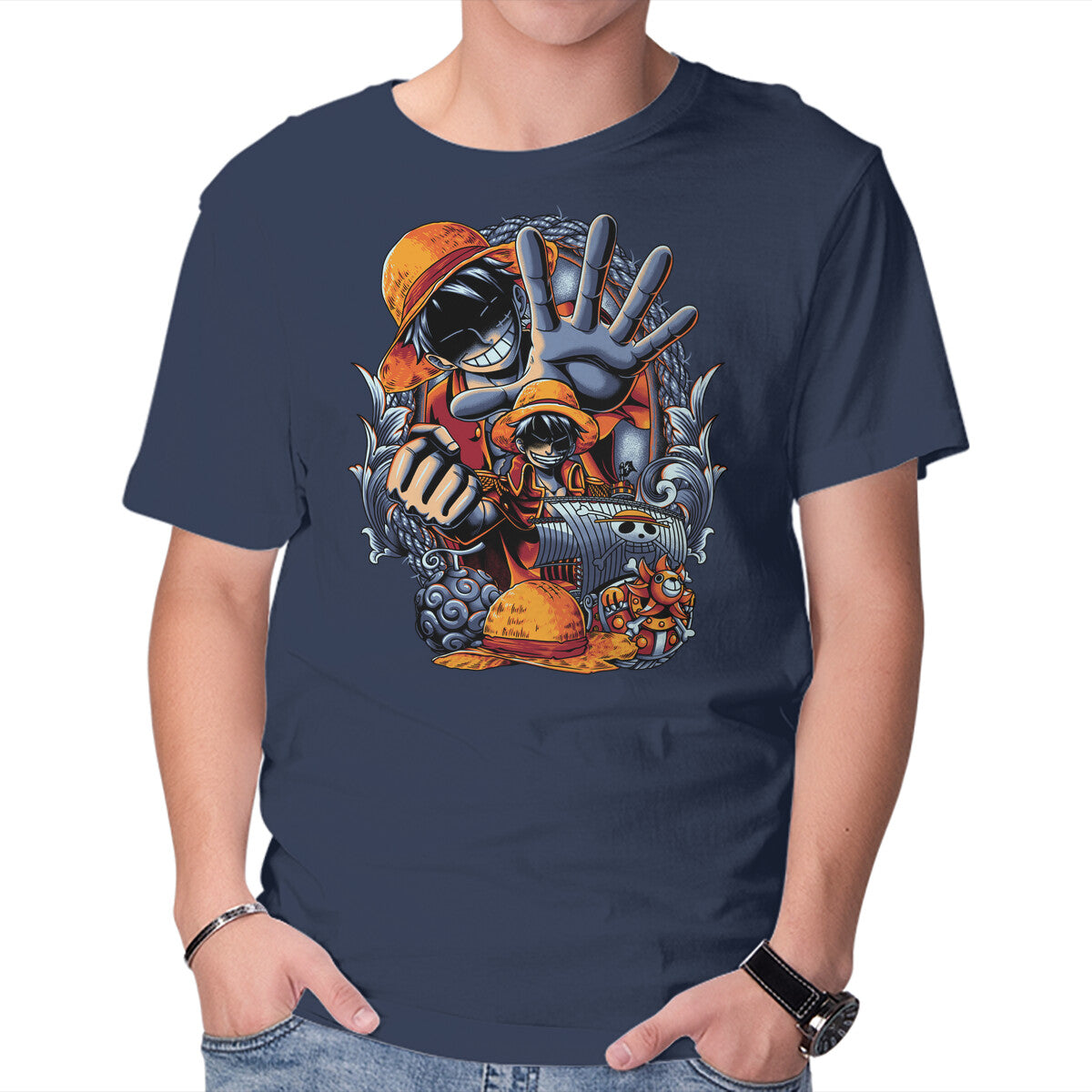 Unisex Crew Neck T-Shirt Pirate King Graphic Short Sleeve Casual Tee S