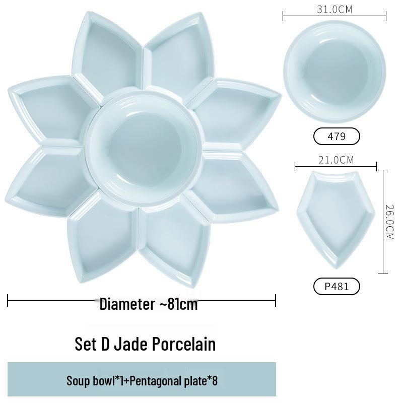 Melamine Platter & Tableware Set: Bowl, Plate, and Dish Set for Hot Pot & New Year's Eve Dinner.