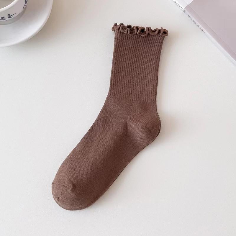 Women's Mid-Calf Ruffled Edge Socks, Autumn Japanese Style, Preppy Sweet Slouch Socks for Mary Jane Shoes