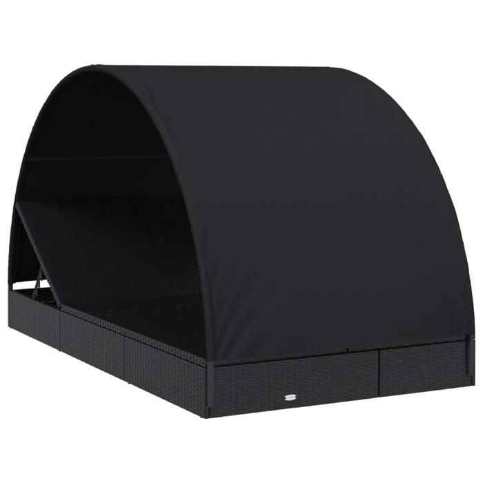 VidaXL 2-seater Sunbed with Round Black Roof 211x112x140 Cm, Lounge Chair, Outdoor Lounge Chair, Daybed, Bed of 319656