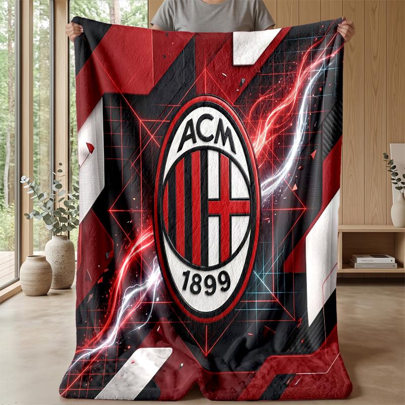 AC Milan Theme Blanket Soft Flannel Blanket Plush Throw Blanket Cozy Sofa Bed Blanket for Home Decor