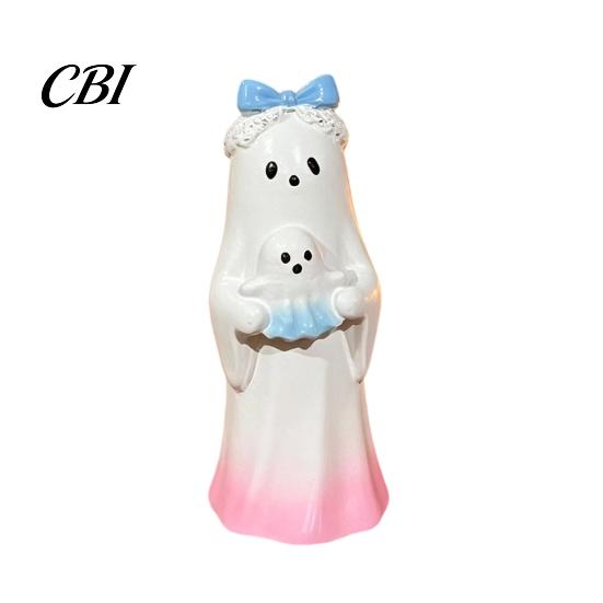 Halloween Party Table Centerpieces Cute Ghost Ornament, Resin Figurines with Cake/Cookie Ornaments for Home Design Desktop Fireplace Holiday