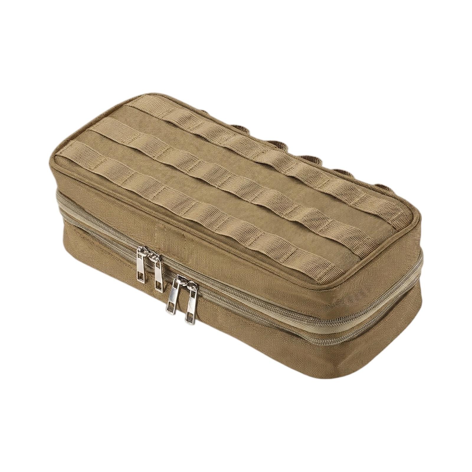 

Waterproof Tactical Storage Bag Double Layer Multifunctional Portable Organizer Camping Gear Carrying Case with Zipper Closure and MOLLE System one size хакі