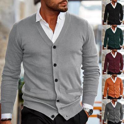 Chaqueta de punto cárdigan ajustada con cuello en V para hombre para Otoño/Invierno