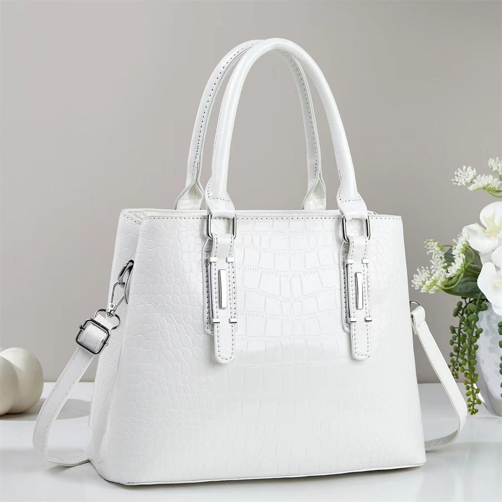 Elegant High-End Shiny Leather Handbag Large Capacity Crossbody Bag for Middle-Aged Women Fashionable Shoulder Tote Bag
