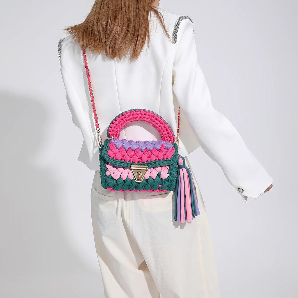 Borsa da Donna Borsa Intrecciata Borsa a Spalla Lavorata a Maglia Grossa Borsa con Manico Superiore all'Uncinetto Borsa Shopper da Donna Regali