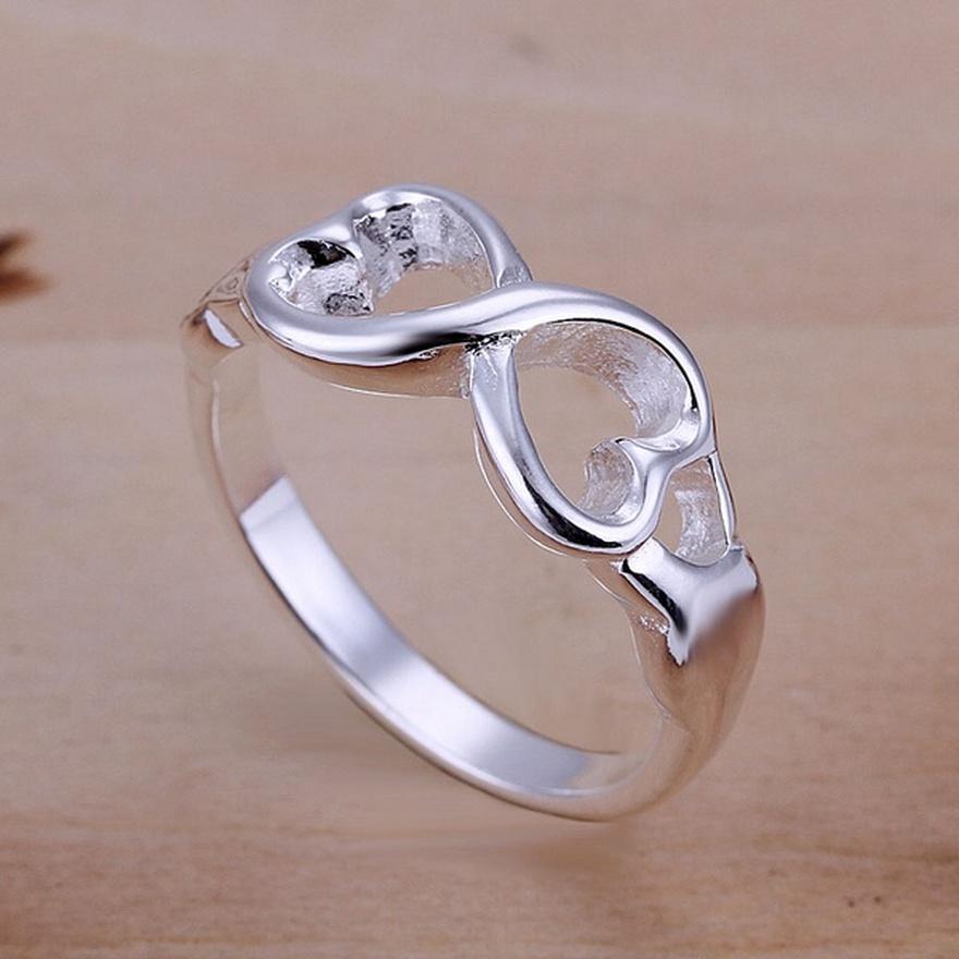 ,Factory Price Silver Color Heart Ring Jewelry Nice Cute Charm Fashion Wedding Lady   Holiday Gift R092