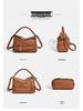 2025 Autumn Geometric Cowhide Crossbody Biker Bag - Large Capacity Genuine Leather Handbag for Women