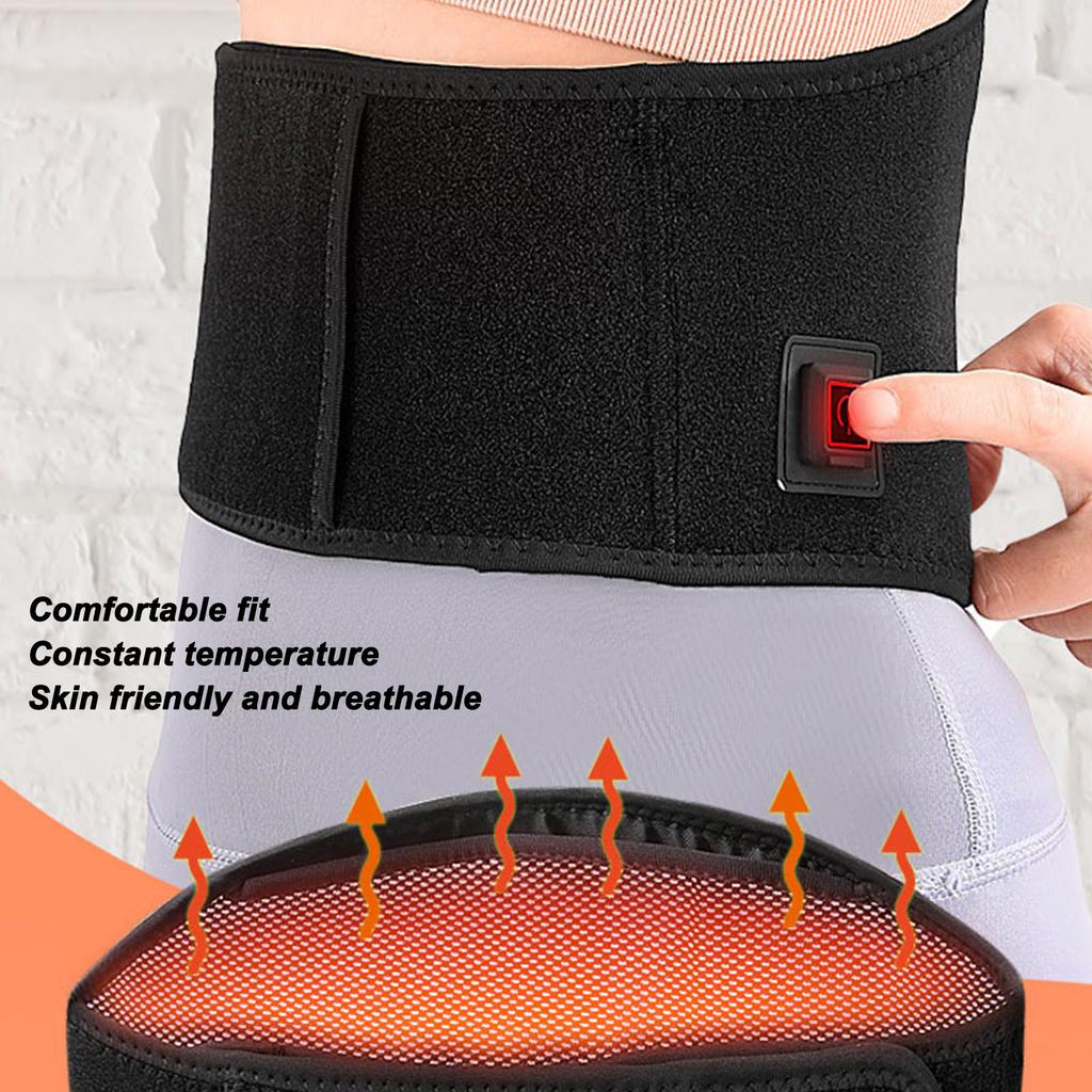 Electric Heated Waist Support USB Adjustable Hook And Loop Heating Waist Support Pad Black