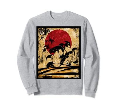 Neunschwänziger Fuchs Japanischer Retro-Kunst-Pullover